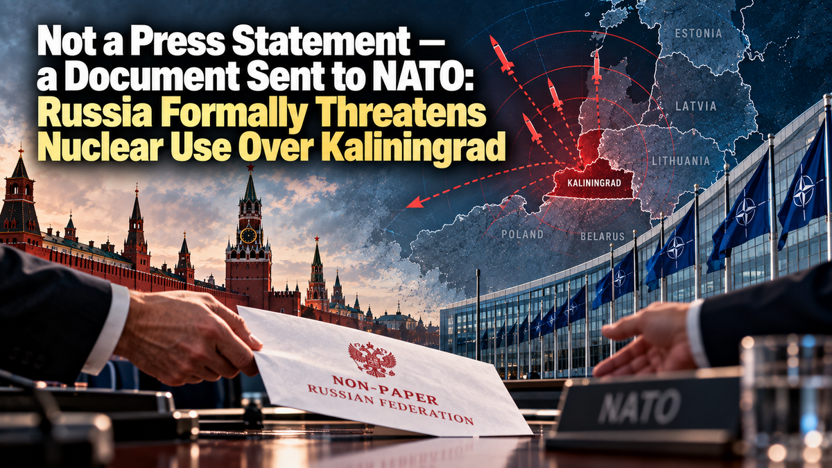 Not a Press Statement — a Document Sent to NATO: Russia Formally Threatens Nuclear Use Over Kaliningrad
